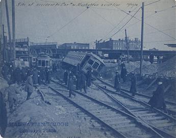 EUGENE DE SALIGNAC (1861-1943) Group of 11 photographs depicting construction of the Manhattan Bridge. 1913-22.